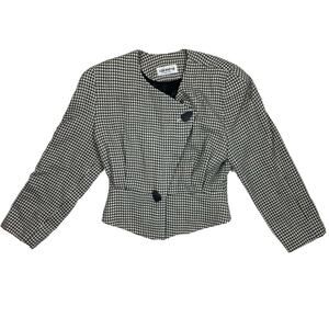 Vintage Blazer 80s Chrislyne New York Houndstooth  Black and White